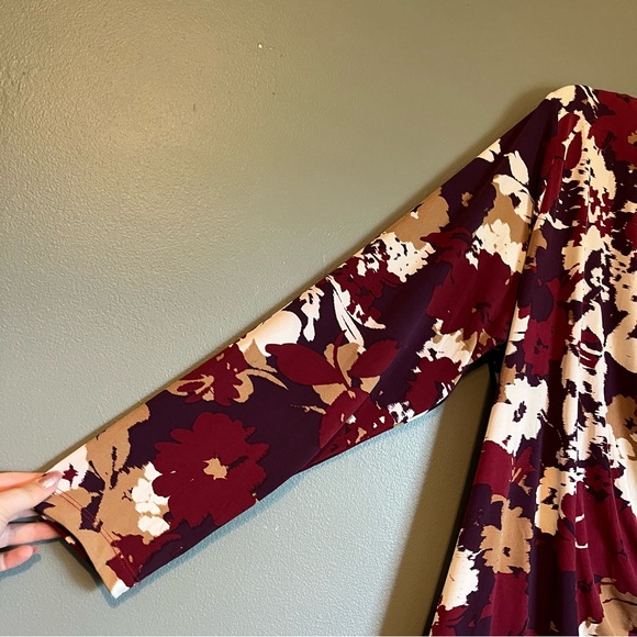 NWOT Calvin Kleins Sz 22 Women’s Floral Gold Stone Faux-Wrap Midi Dress Ret $139 - Picture 8 of 15